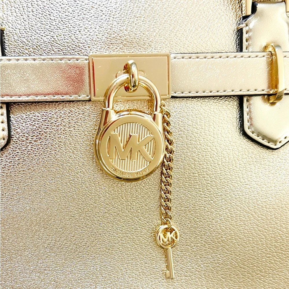 New Michael Kors Gold Satchel With Optional Crossbody - Picture 4 of 15